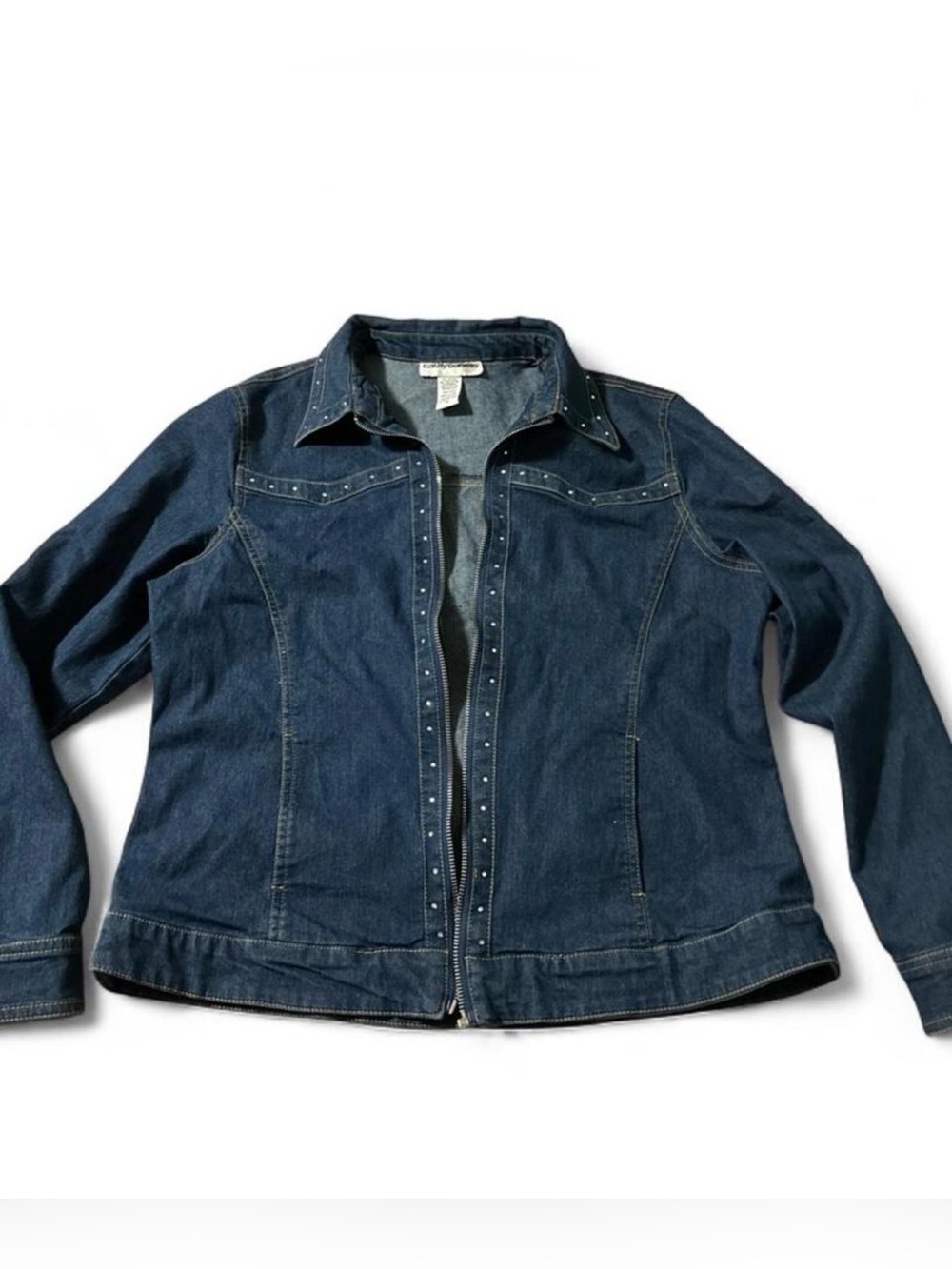 Cathy Daniels Dark Blue Denim Jacket with Stud Accents